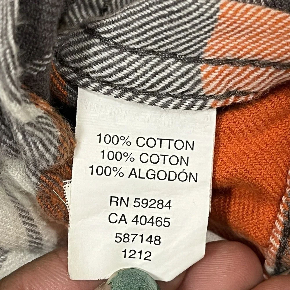 Kids The Children's‎ Place Orange Gray Flannel Button Shirt Size XL 14 Preppy